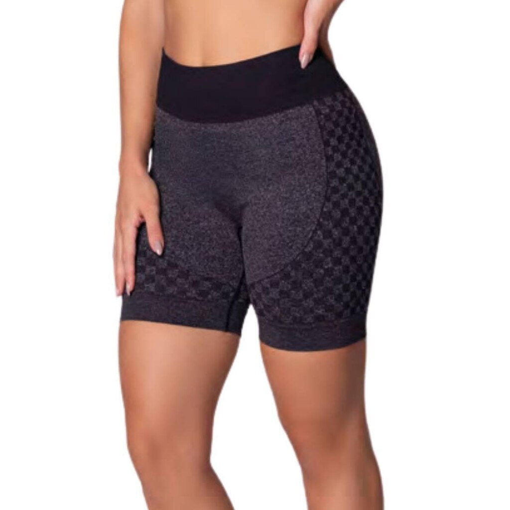 Shorts Fitness Detalhe Quadriculado Sem Costura Selene