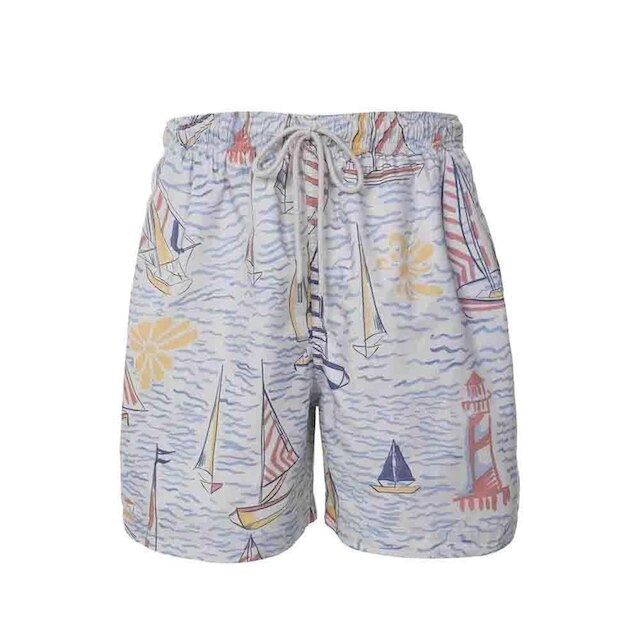 Shorts Individual Boxer Estampado Barco Masculina