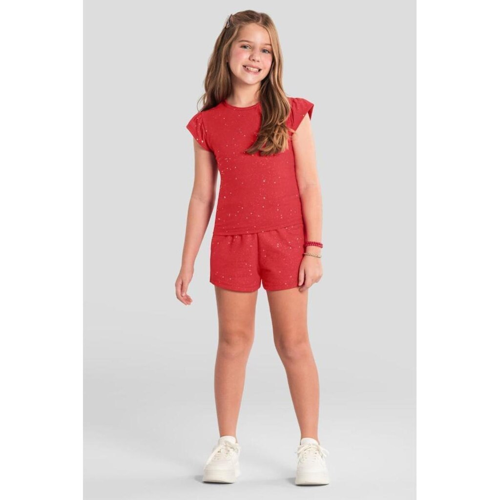 Shorts infantil menina em moletinho com brilho Brandili