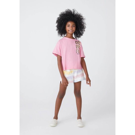 Shorts Infantil Runner Tie Dye Em Moletom - 55UC1BEN1 - Off White