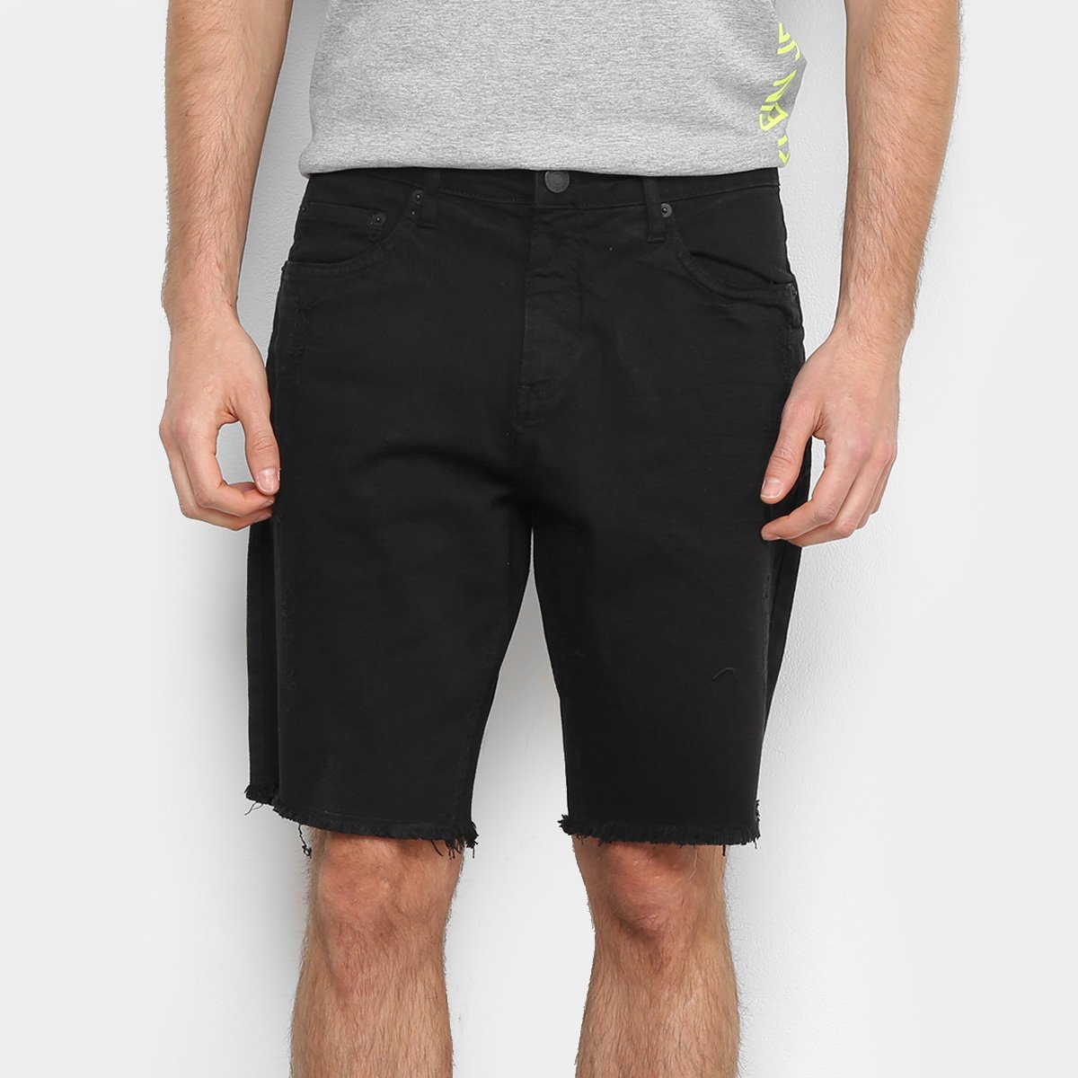 Shorts Jeans Calvin Klein Barra Desfiada Masculino Preto Zattini