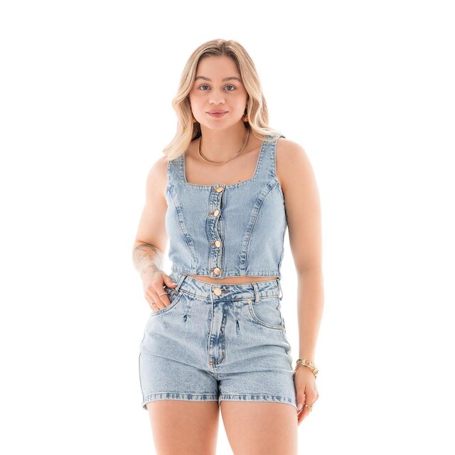 Shorts Jeans Feminino Arauto Mom Comfy