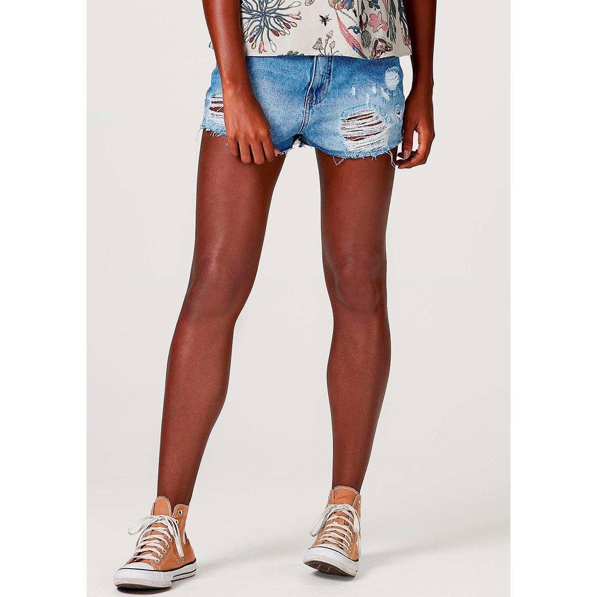 Shorts Jeans Hering Hot Pants Feminino - Azul Menor preço em Shorts Jeans Hering Hot Pants Feminino - Azul