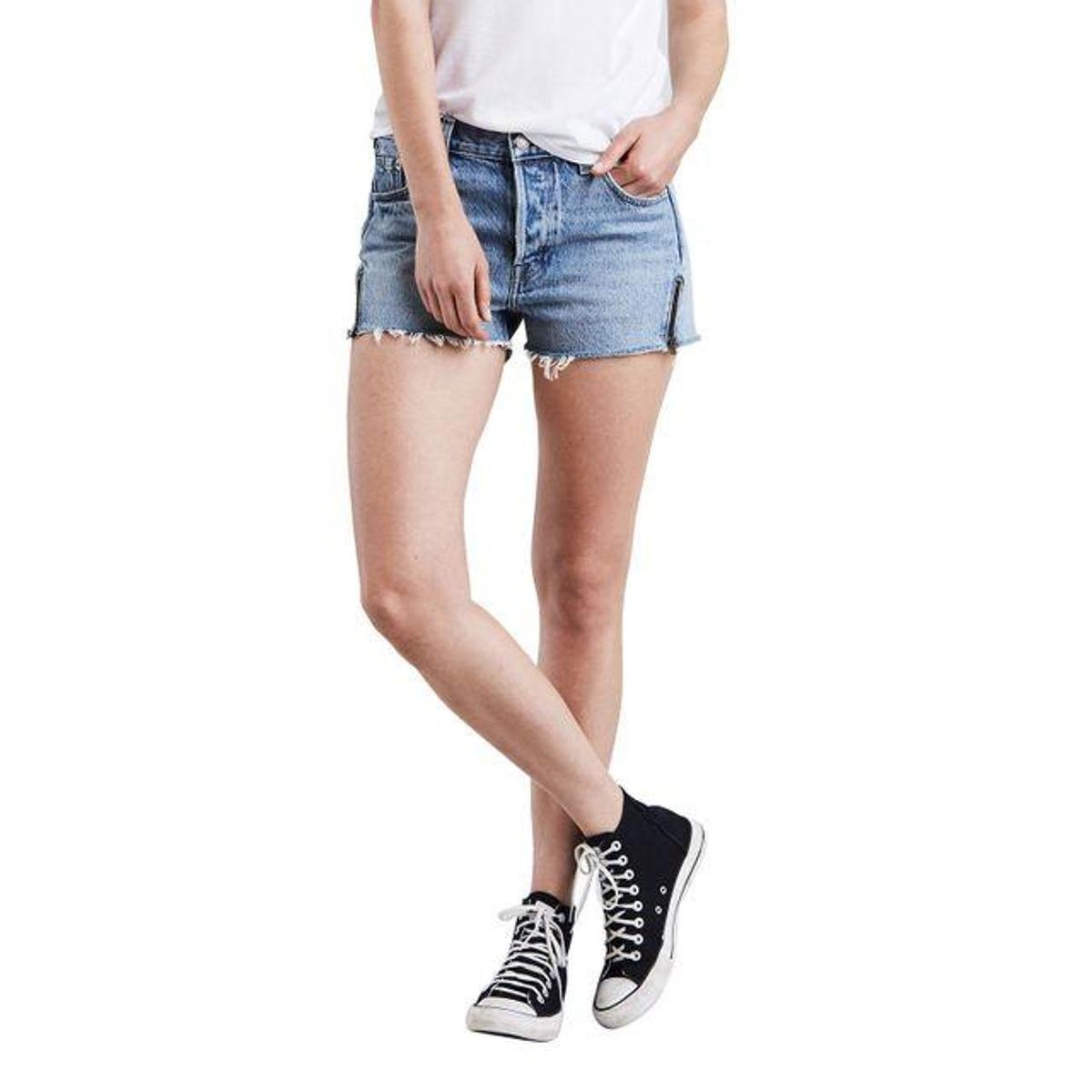 Shorts Jeans Levis 501 Altered Zip Lavagem Média Feminino | Zattini
