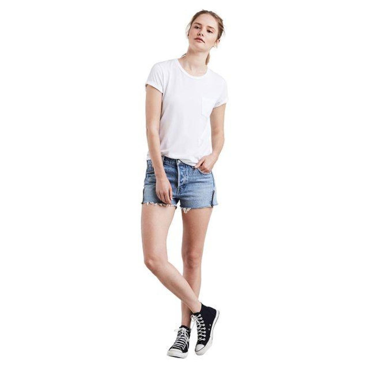 Shorts Jeans Levis 501 Altered Zip Lavagem Média Feminino | Zattini