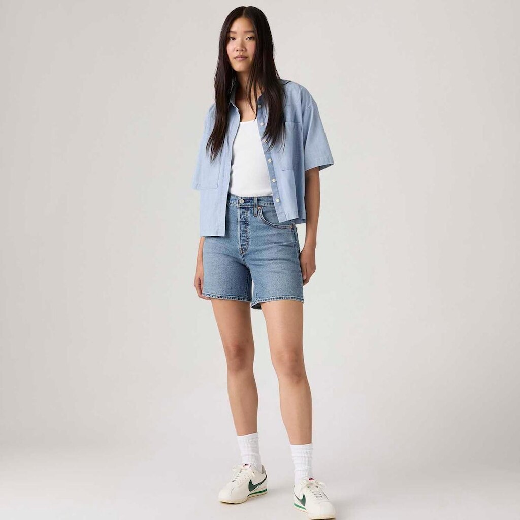 Shorts Jeans Levi's 501 Mid Thigh Lavagem Média Feminino