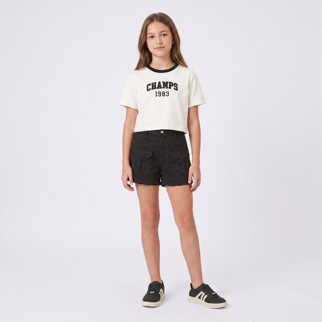 Shorts Juvenil Feminino Jeans Cargo Revert