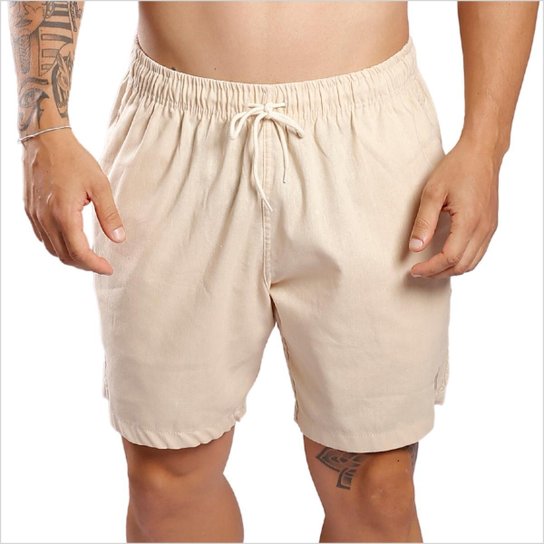 Shorts Linho Premium Bermuda Masculina Moda Casual Luxo Slim Zattini