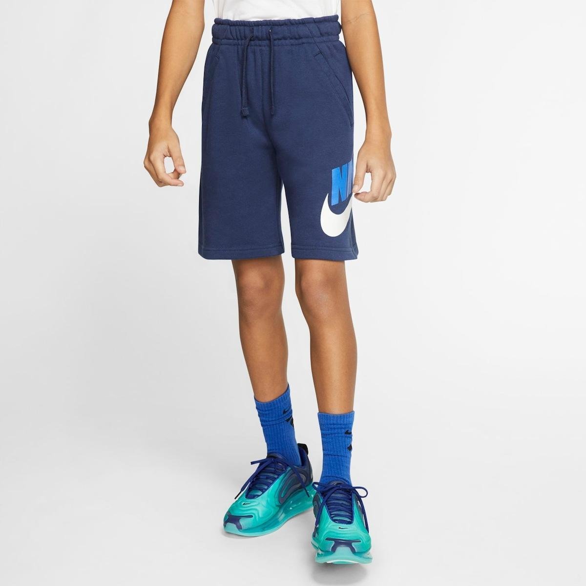Shorts Nike Sportswear Club Fleece Infantil - Azul Menor preço em Shorts Nike Sportswear Club Fleece Infantil - Azul