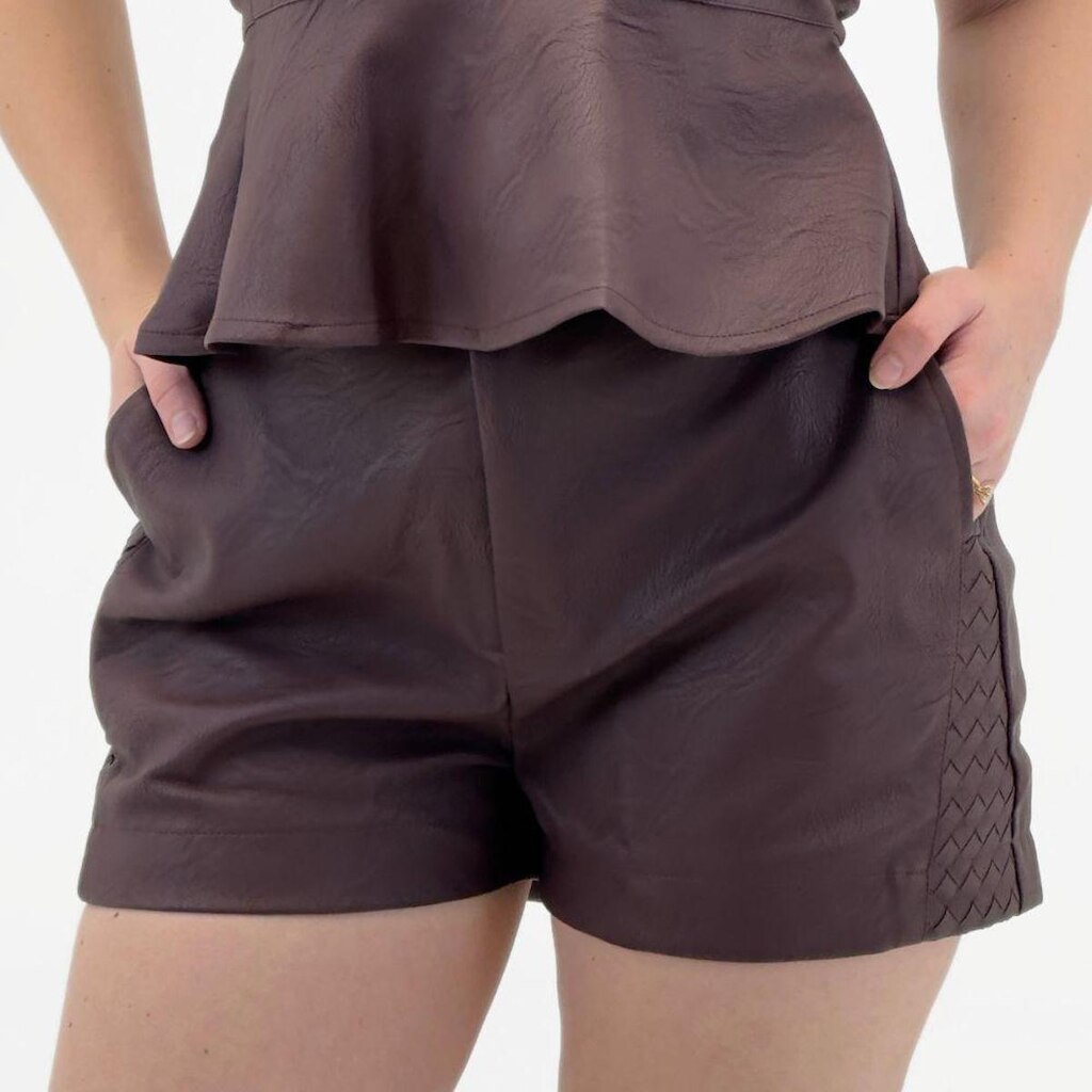 Shorts Pacific Blue Curto em P.u Feminino