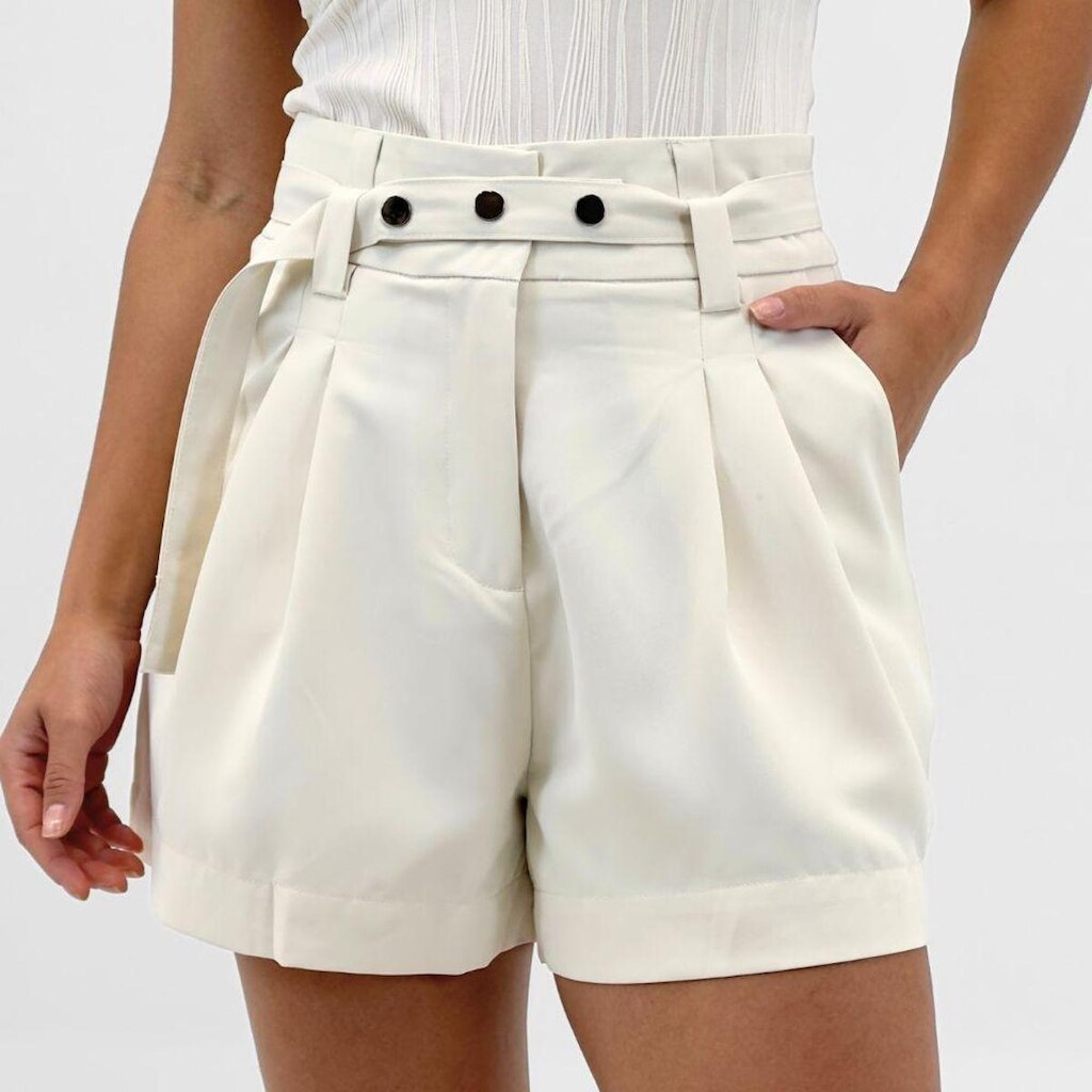 Shorts Pacific Blue em Tecido com Cinto Feminino