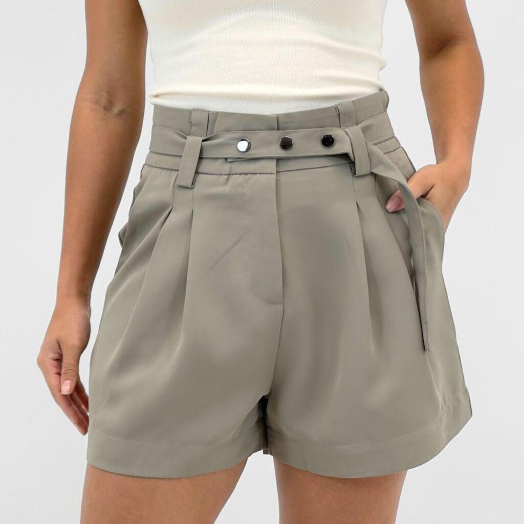 Shorts Pacific Blue em Tecido com Cinto Feminino
