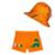 Shorts Praia Bebê com Chapéu Proteção UV Dino Laranja Tip Top - Laranja