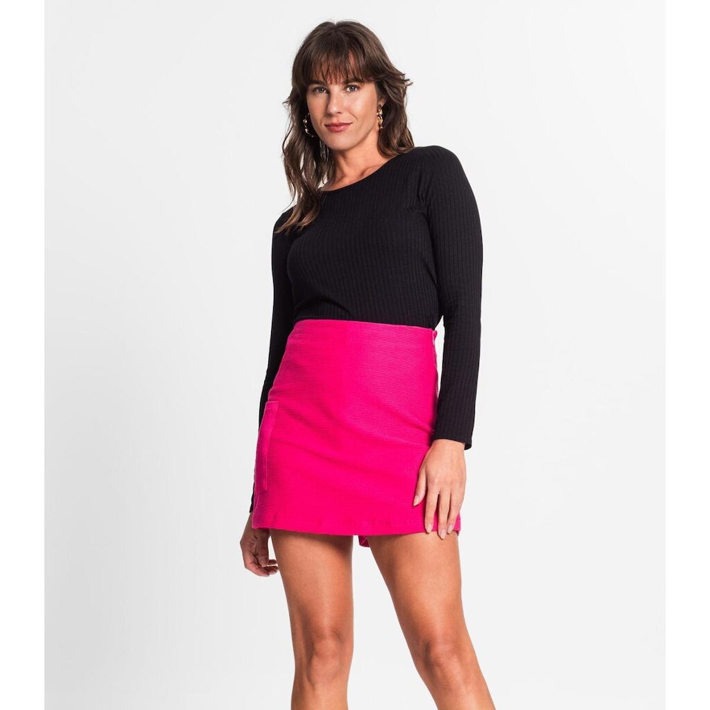 Shorts Saia Feminino Em Moletinho Endless Rosa