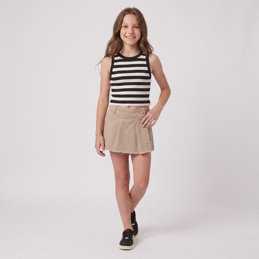 Shorts Saia Juvenil Feminino Em Sarja Revert