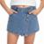 Shorts Saia Juvenil Look Jeans Assimétrico Jeans - 6 - UNICA - Azul