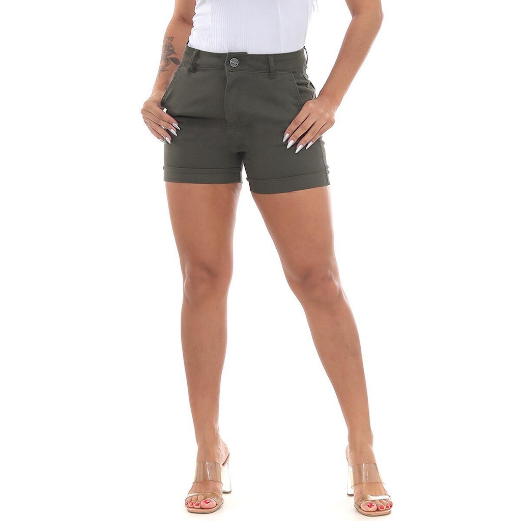 Shorts Sarja Canelado Feminino Elastano 7925