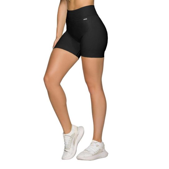 Shorts Selene Feminino Básico Sem Costura Canelado Fitness De Academia Sport