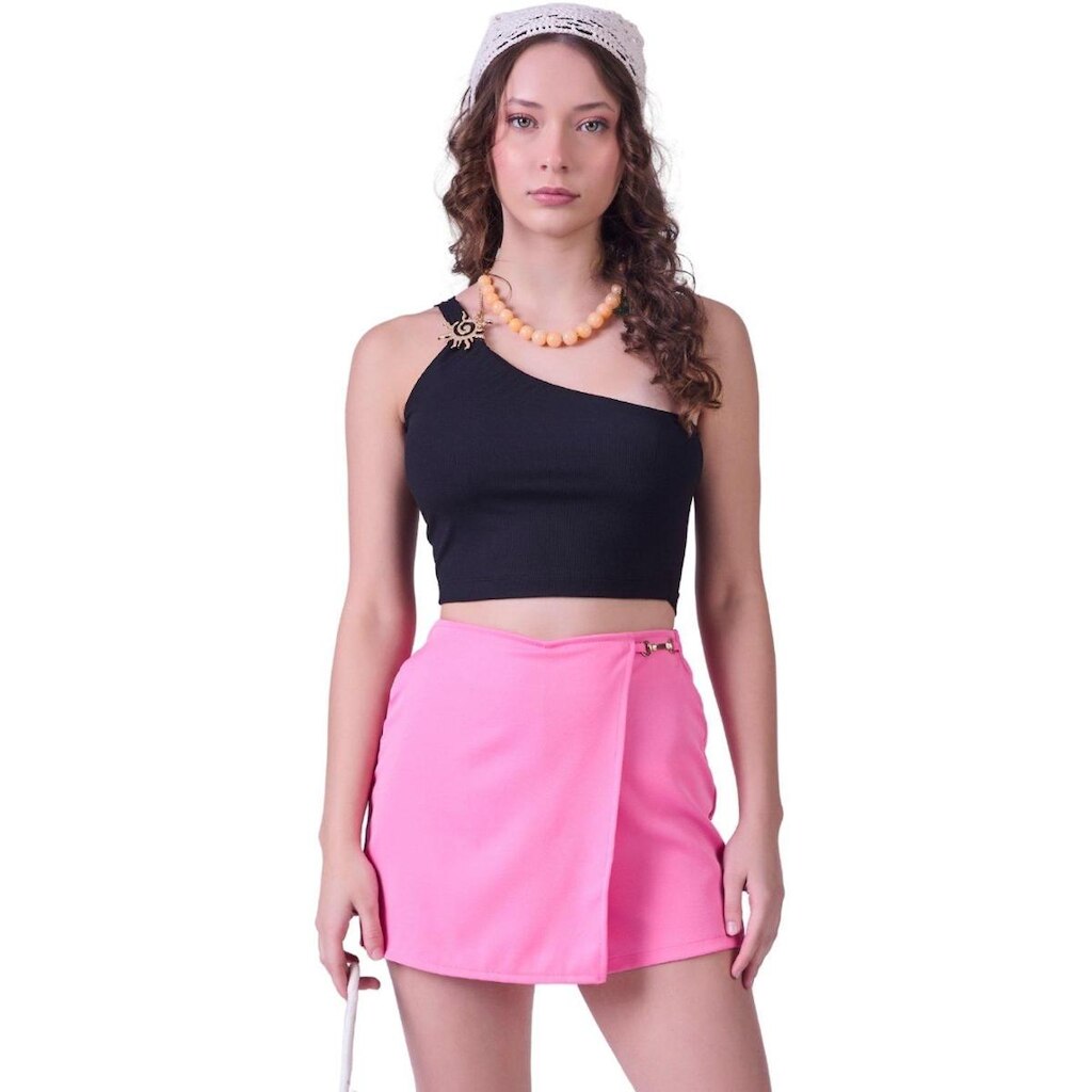 Shorts/Saia Moelo Tecido Com Detalhes Meigos E Chamativos Para O Dia A Dia Feminino 12 a 18