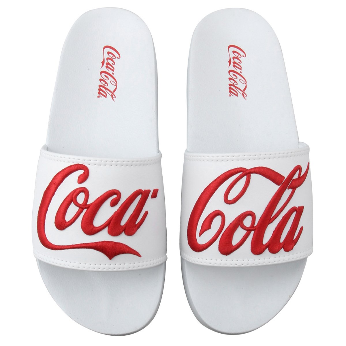 Slide Coca Cola Detalhe Bordado Masculino - Branco Menor preço em Slide Coca Cola Detalhe Bordado Masculino - Branco