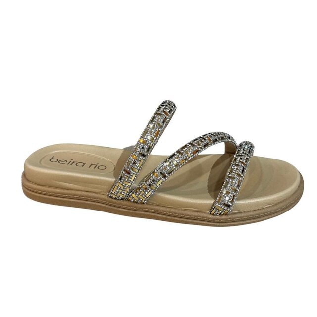 Slide Flat Beira Rio Papete Strass 8488 Tamanho especial