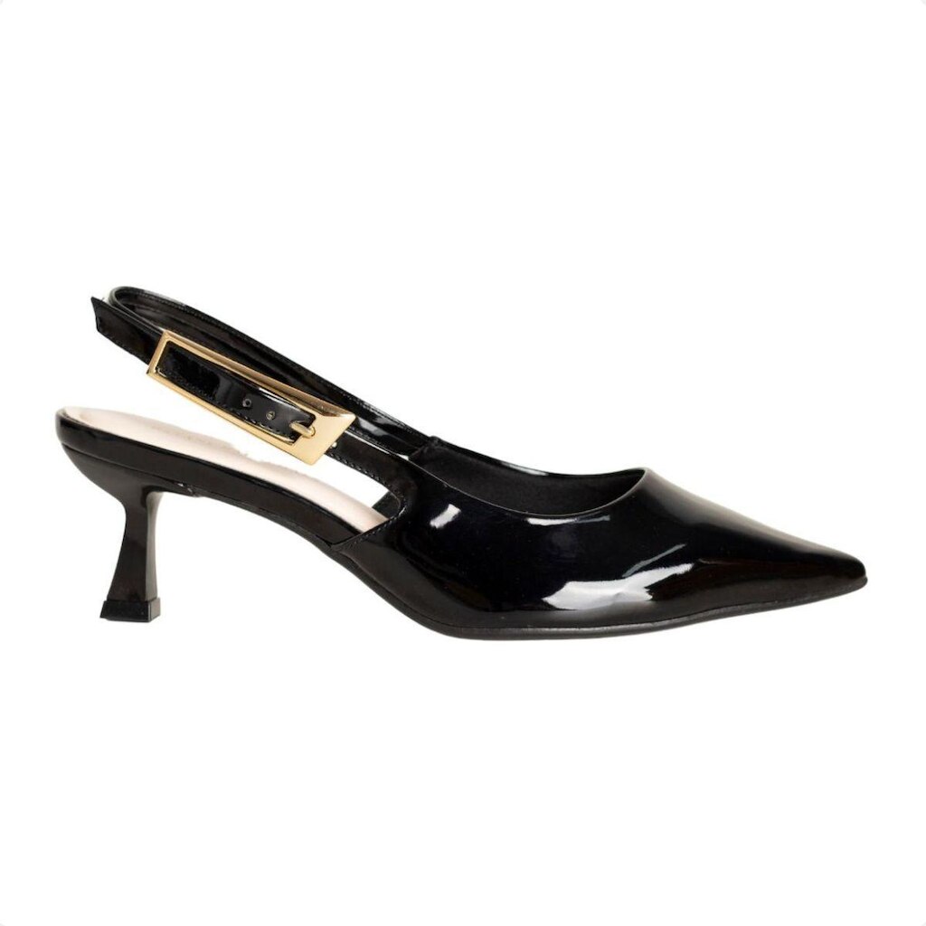 SLINGBACK BLACK VERNIZ GOLD DM