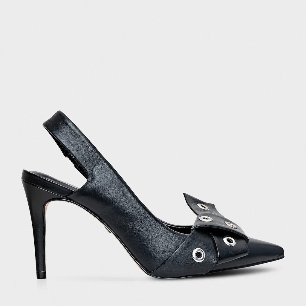 Slingback Carrano Laço Ilhós Salto Fino PRETO - 195179