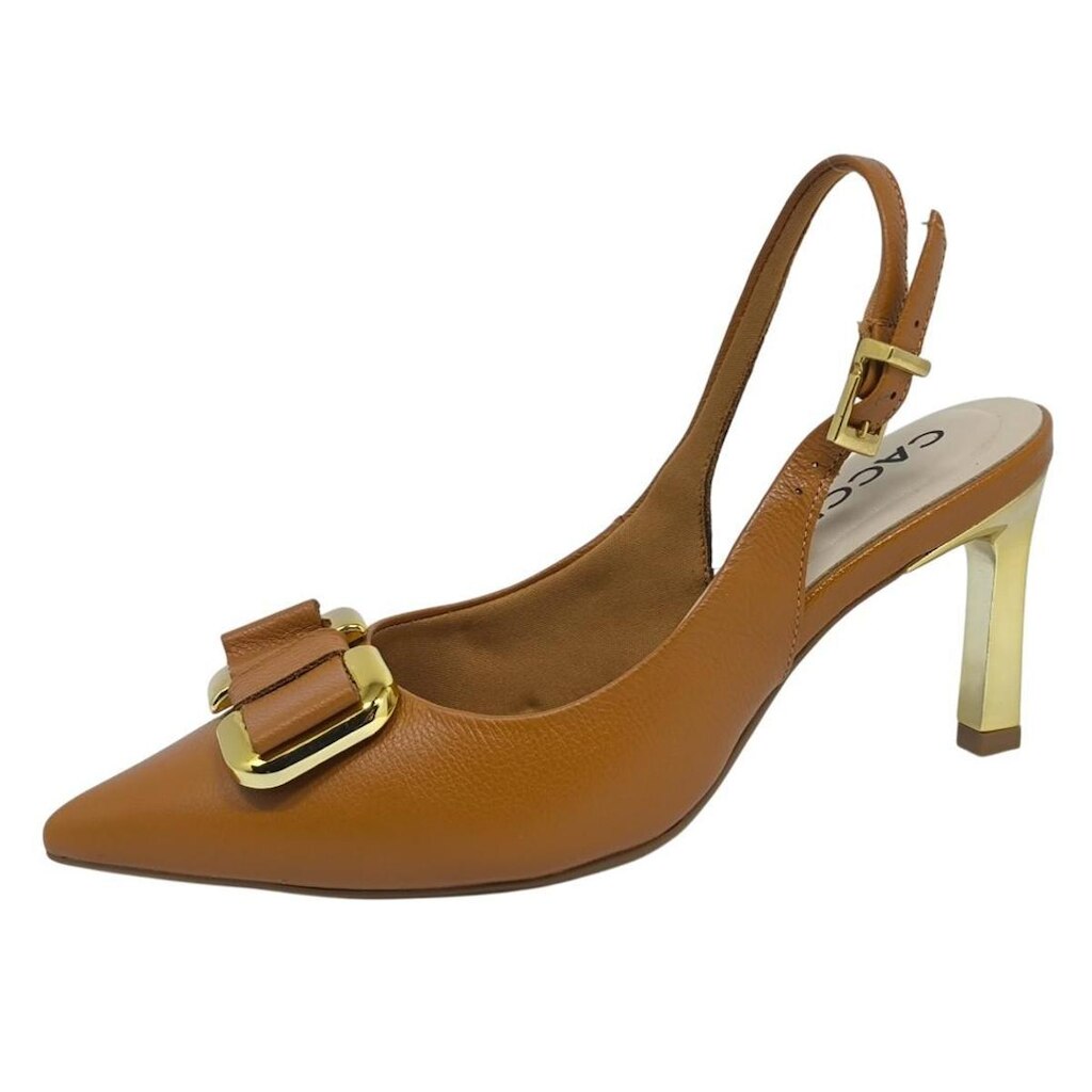 Slingback Feminino Bico Fino Leve Sapato Alto Social Cacci