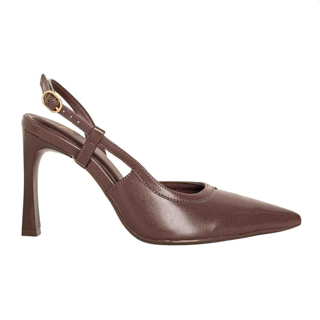 SLINGBACK FEMININO DM BICO FINO SALTO ALTO MARROM EXPRESSO