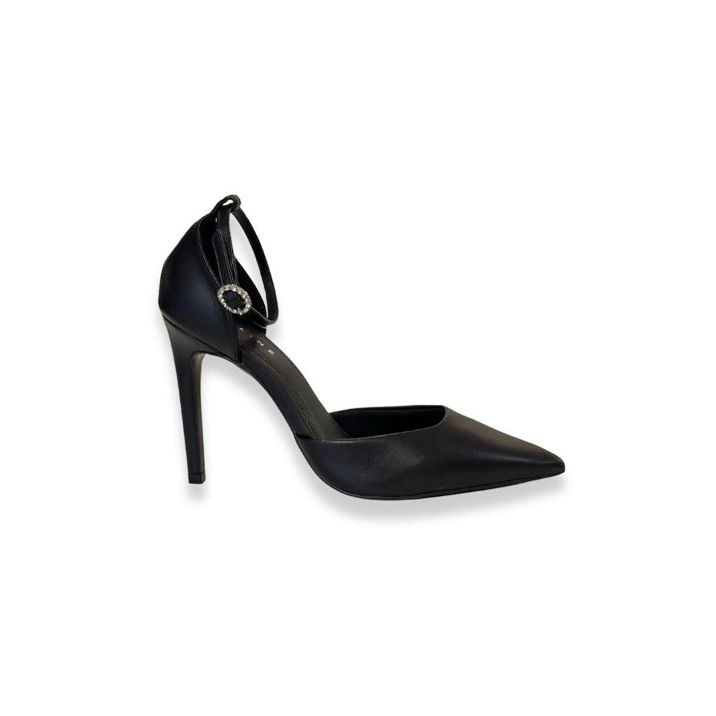 Slingback Salto Bloco Preto Tira De Strass Lia Line
