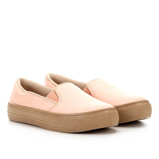 Slip On Beira Rio Flatform Básico Feminino - Rosa
