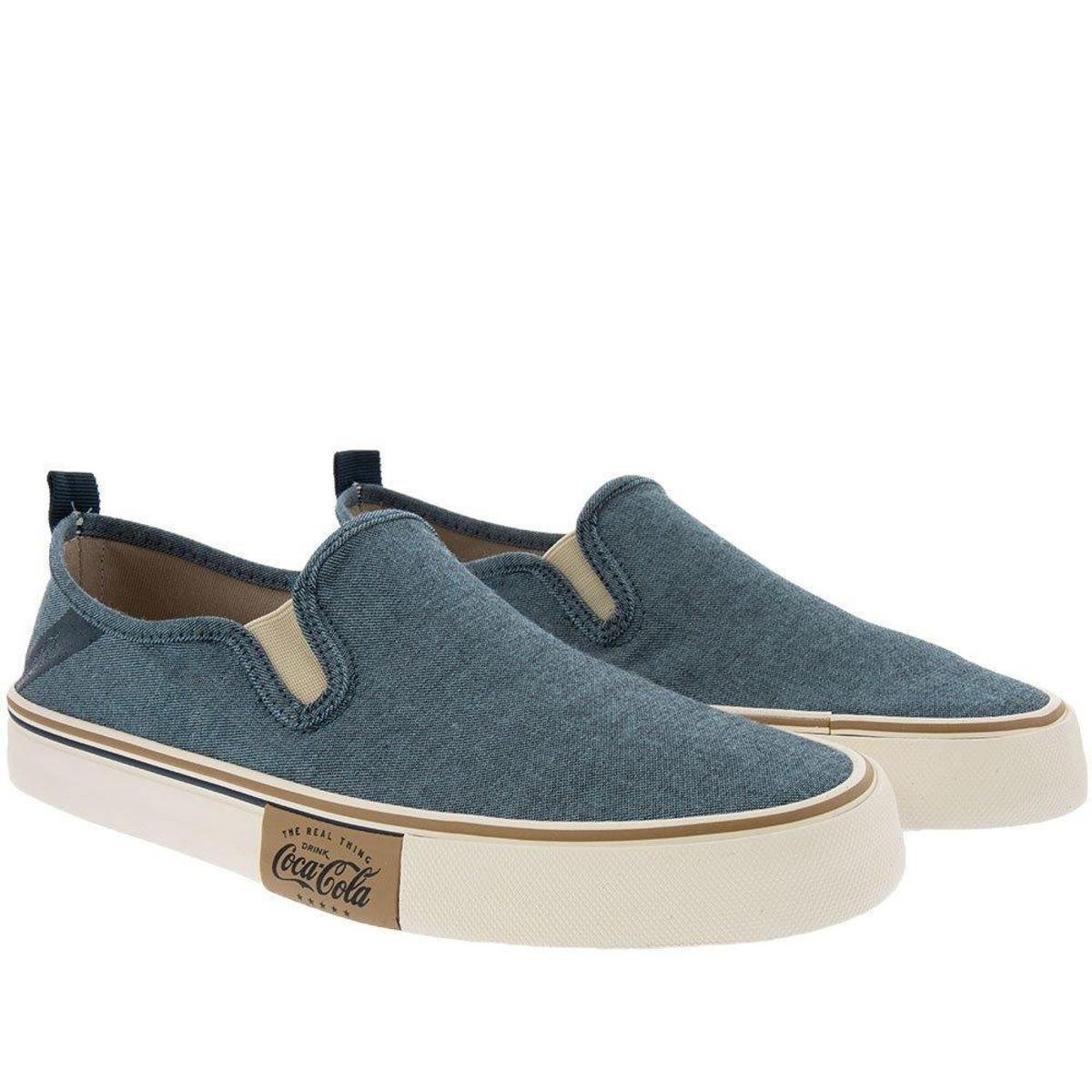 Slip On Coca-Cola Iate Summer Tecido Jeans Azul - 33 - Azul Menor preço em Slip On Coca-Cola Iate Summer Tecido Jeans Azul - 33 - Azul