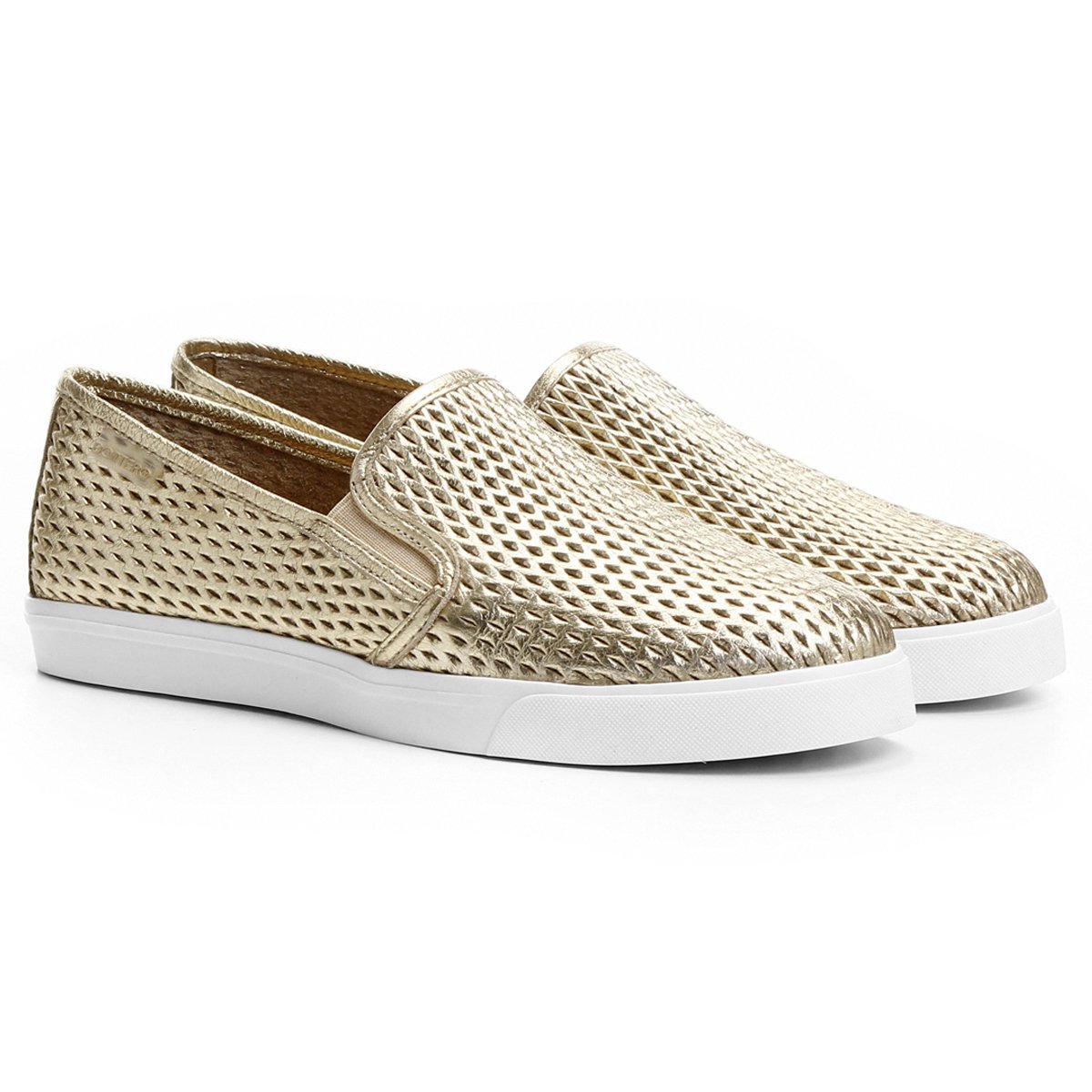 Slip On Couro Bottero Metalizado Tressê Feminino - Dourado | Zattini