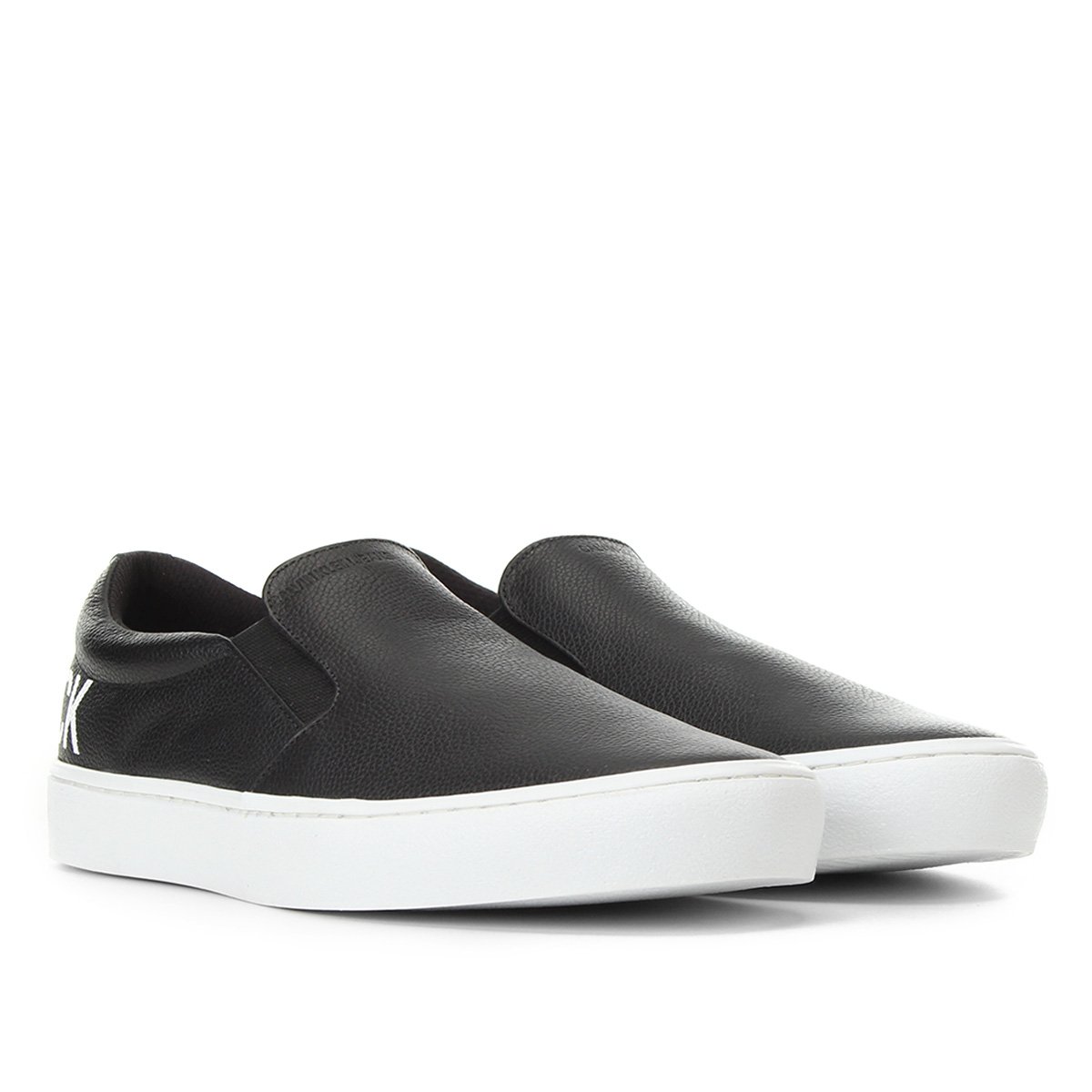 Slip On Couro Calvin Klein Básico Masculino - Preto Menor preço em Slip On Couro Calvin Klein Básico Masculino - Preto