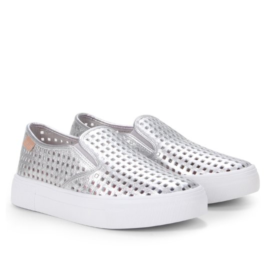 Slip On Couro Colcci Milla Feminino - Prata