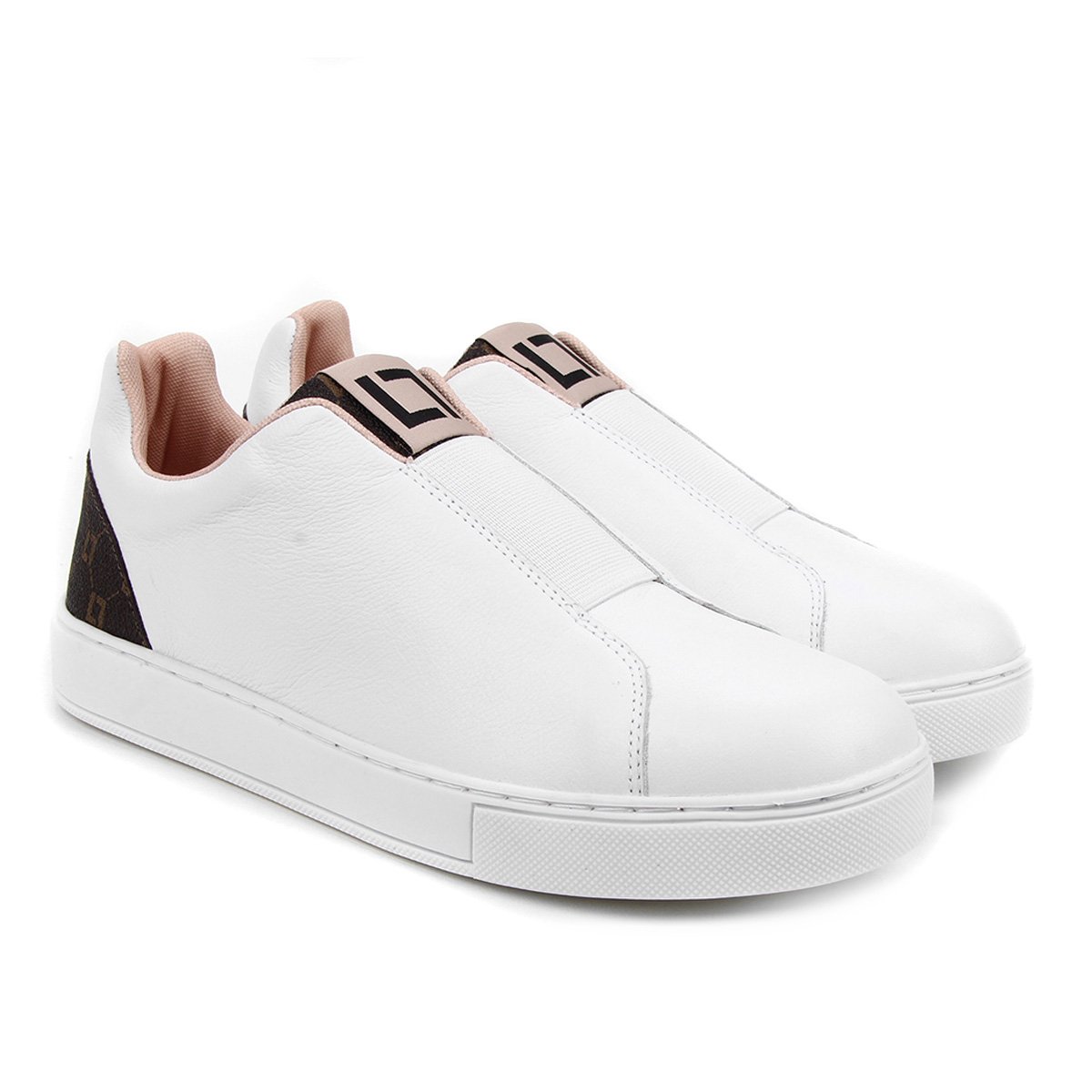 Slip On Couro Luz da Lua Elástico Feminino - Branco | Zattini