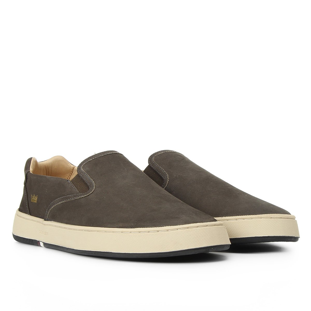 Slip On Couro Osklen Bossanova Stripes Masculino - Chumbo Menor preço em Slip On Couro Osklen Bossanova Stripes Masculino - Chumbo