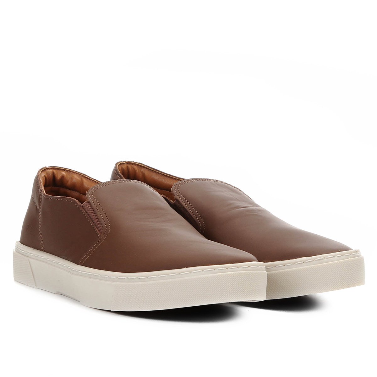 Slip On Couro Reserva Liso Masculino - Marrom Menor preço em Slip On Couro Reserva Liso Masculino - Marrom