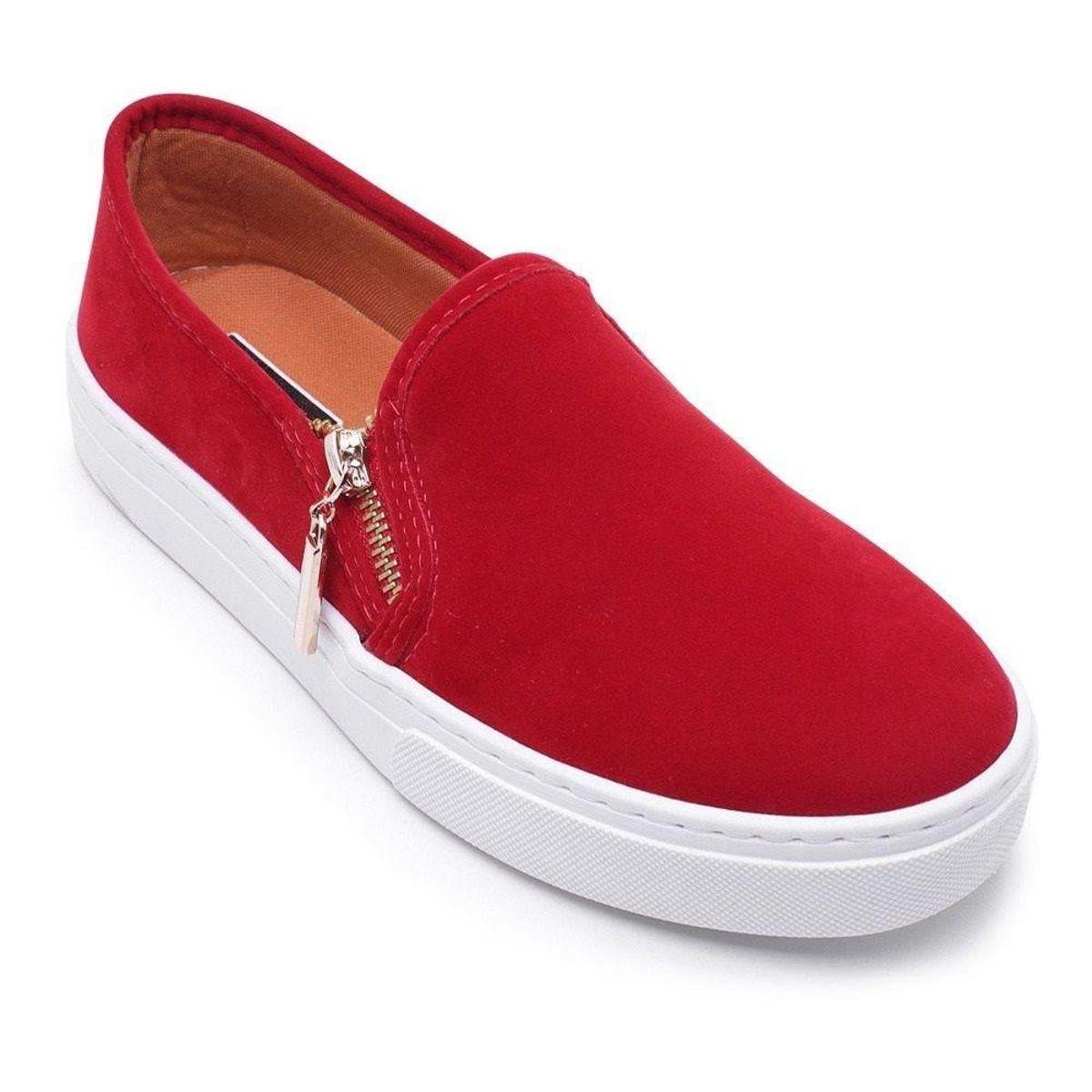 Slip On Cristaishoes Ziper Feminino - Vermelho | Zattini