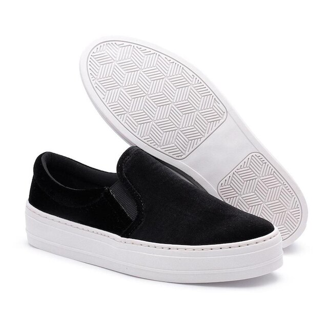 Slip On Feminino Flat Form Tenehi Veludo