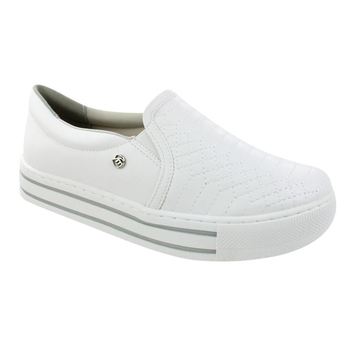 Tênis Feminino Branco Flatform Slip On Vizzano 1298106 Pelica