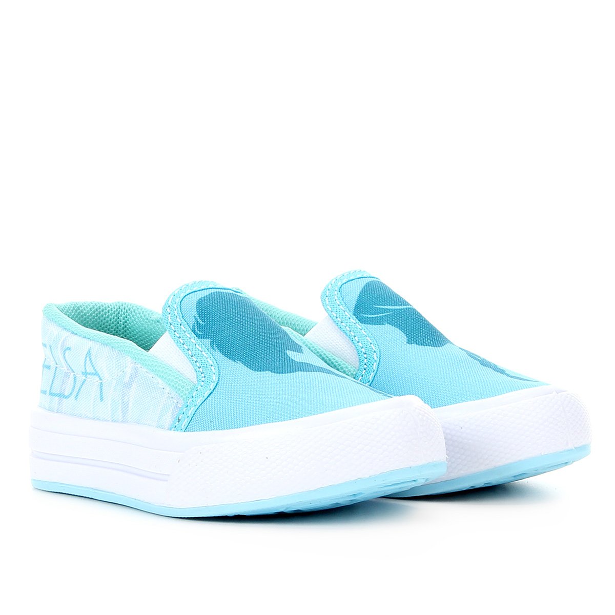 Slip On Infantil Disney Frozen Feminino - Azul+Cinza Menor preço em Slip On Infantil Disney Frozen Feminino - Azul+Cinza