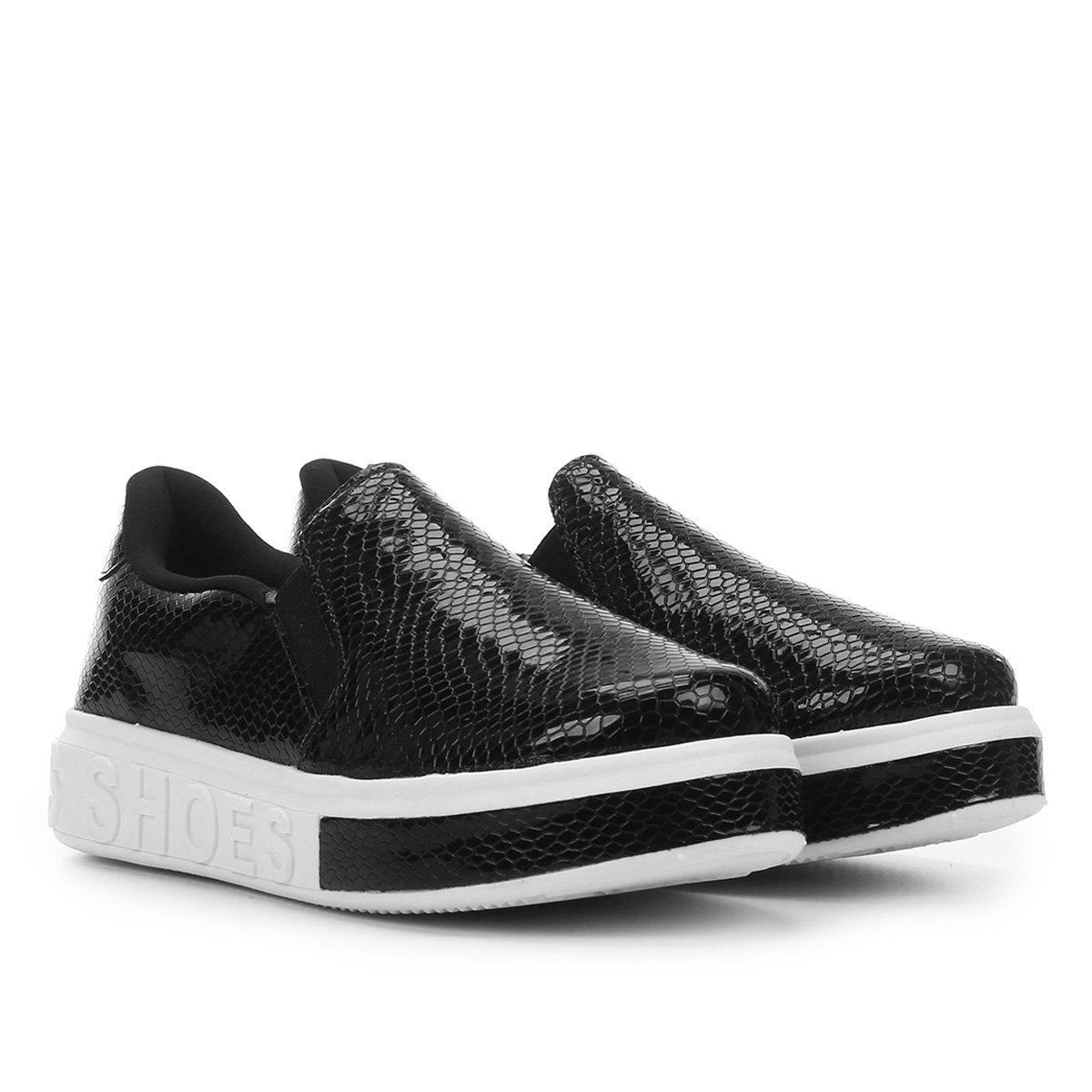 slip on preto e branco