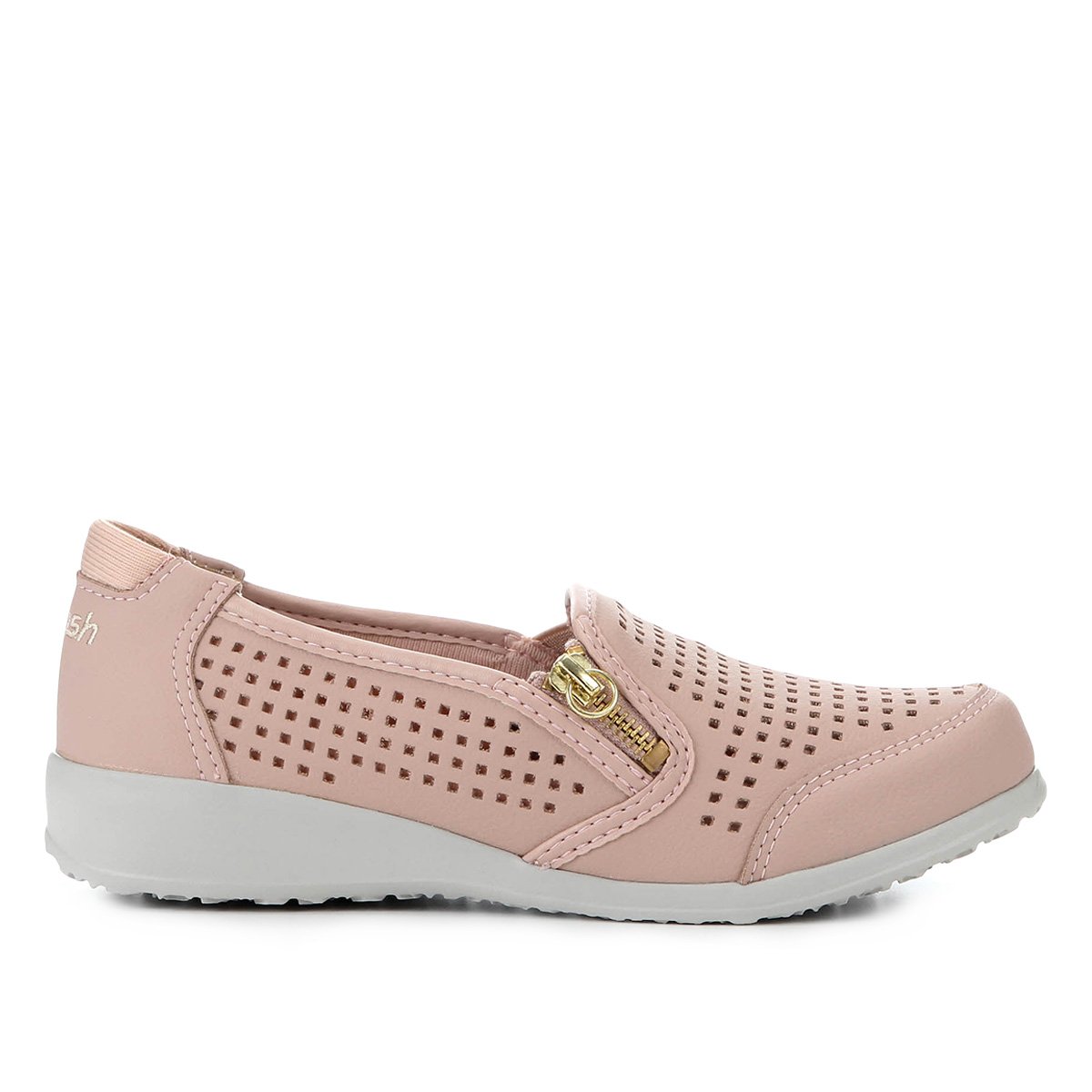 slip on couro kolosh furinhos com zíper lateral feminino