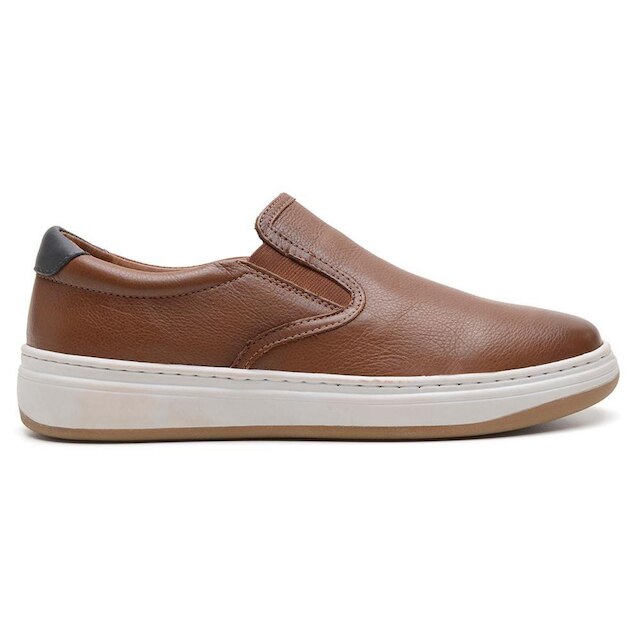 Slip On Masculino Couro Elástico Lateral Conforto Casual