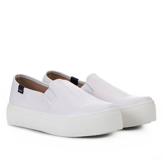 Slip On Moleca Caixa Alta Trama Feminino - Branco