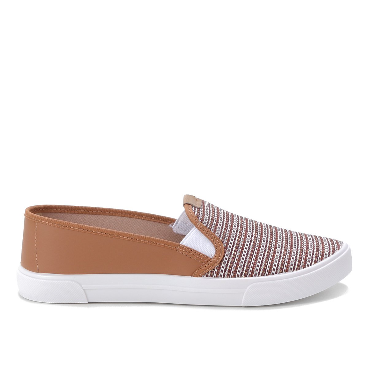 Slip On Moleca Listras Feminino - Nude Menor preço em Slip On Moleca Listras Feminino - Nude