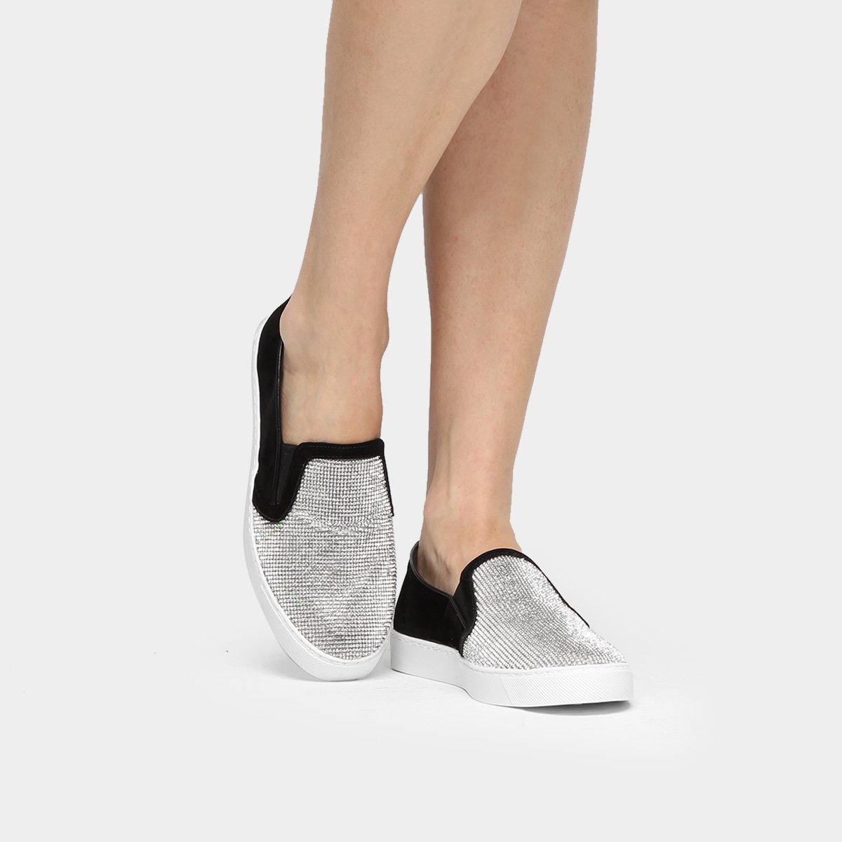 slip on santa lolla glitter preto