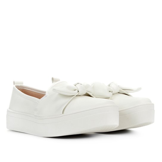 Slip On Somoda Caixa Alta Laço Feminino - Branco