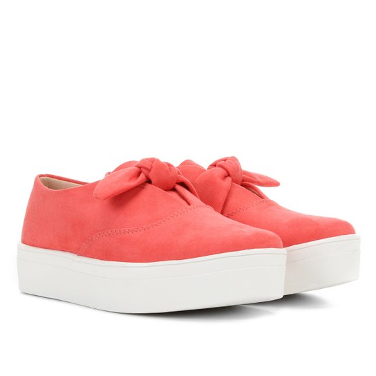 Slip On Somoda Caixa Alta Laço Feminino - Coral